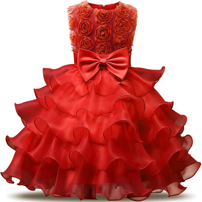 Flower Girl Dress Bow Lace First Communion Dresses Elegant  Sequined Christmas Ball Gowns