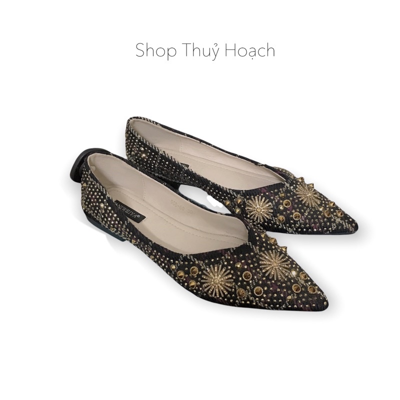 Xả size 36(1.5)Giày bệt giày bếp bê nữ đính đá