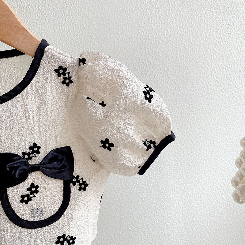 Paulababy Bộ Áo Thun Tay Ngắn Kèm Chân Váy Thời Trang Mùa Hè Dành Cho Bé Gái