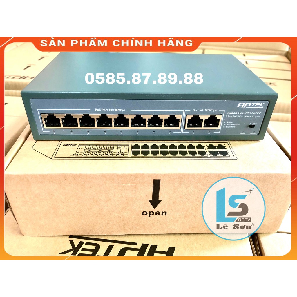 Switch PoE Aptek SF1082FP 2 cổng Uplink 1000Mbps
