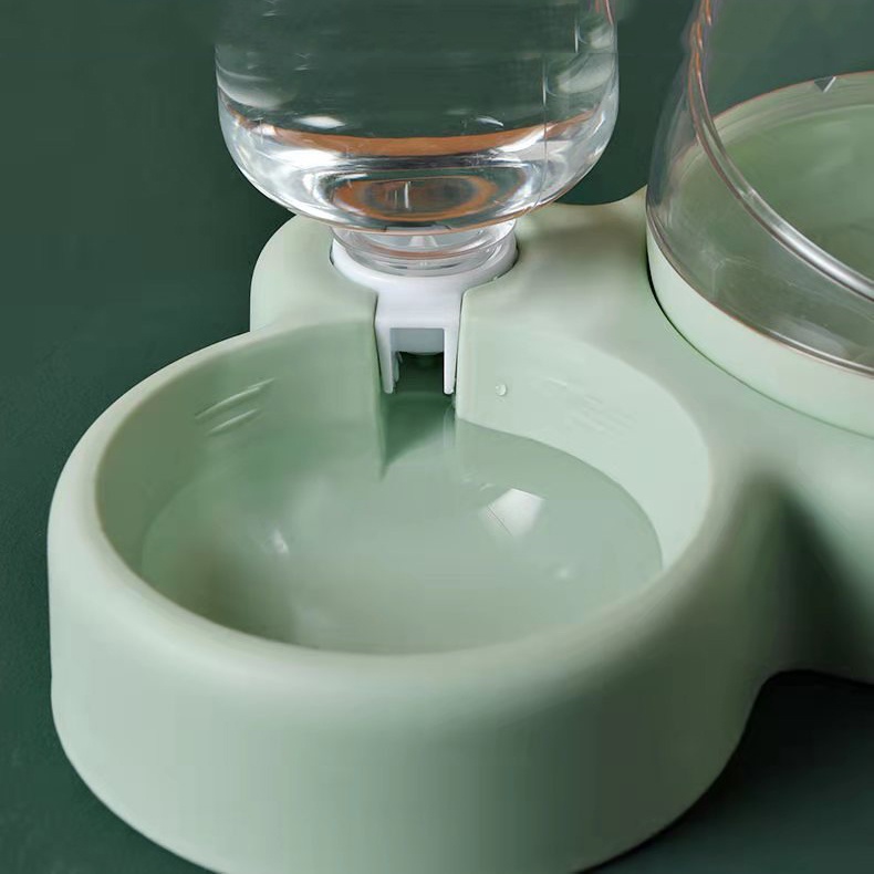 Bát ăn cho mèo, cho chó thú cưng hai ba ngăn hai có khay nước kèm bình cấp tự động 500ml