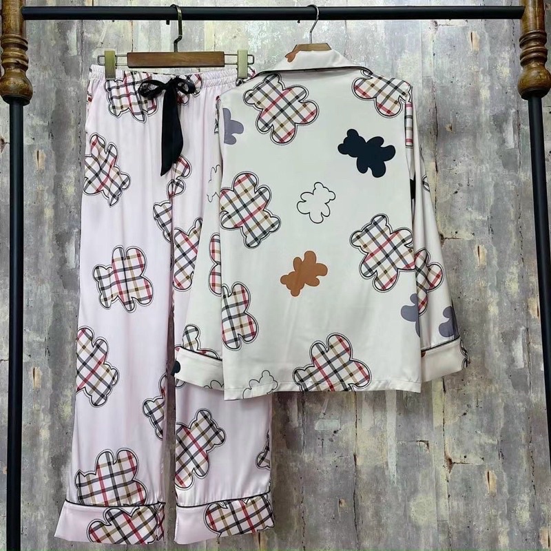 BỘ PIJAMA LỤA CAO CẤP TRƠN VS HỒNG