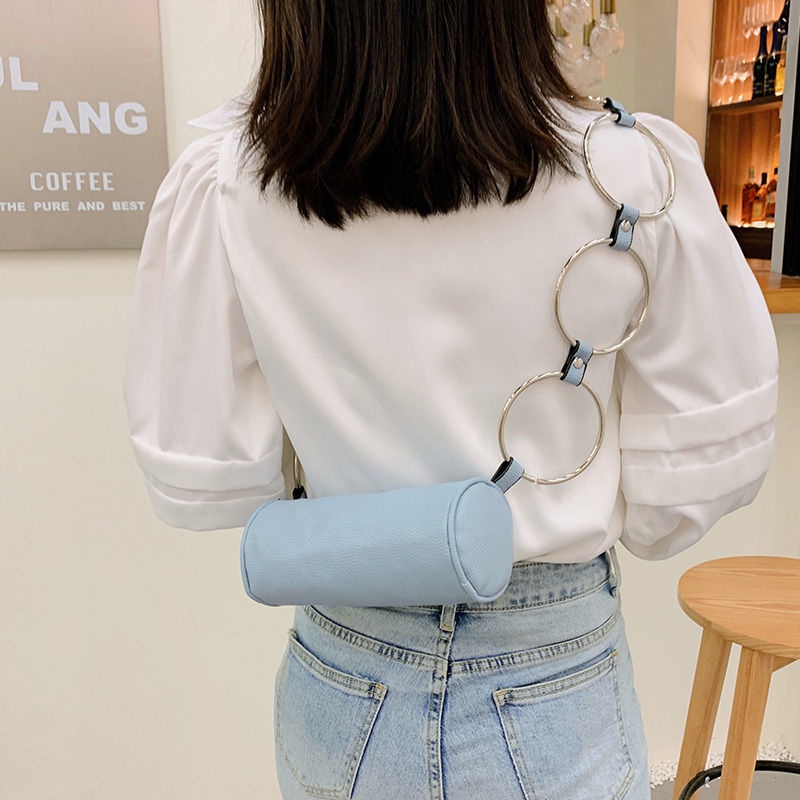 Túi Đeo Chéo Hình Trụ Nhỏ Độc Đáo Thiết Kế Đường Phố Cho Nữ