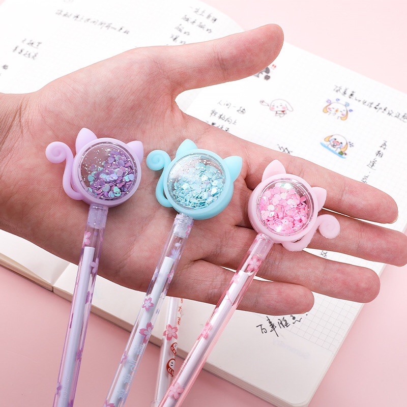 Bút bi nước mèo lấp lánh