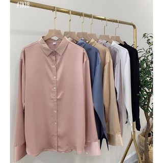 Áo sơ mi vải phi bóng chất vải dày (HÌNH SHOP TỰ CHỤP)