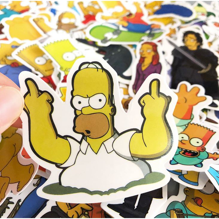 Sticker HOẠT HÌNH THE SIMPSON  nhựa PVC không thấm nước, dán nón bảo hiểm, laptop, điện thoại, Vali, xe,  Cực COOL#21