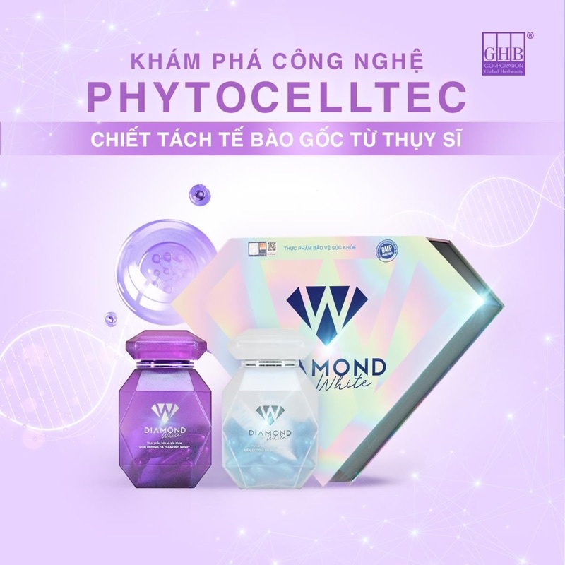 [CHÍNH HÃNG-NGUYÊN TEM] Viên uống trắng da DIAMOND WHITE DAY &amp; NIGHT mẫu mới hàng Công ty CAM KẾT HIỆU QUẢ!