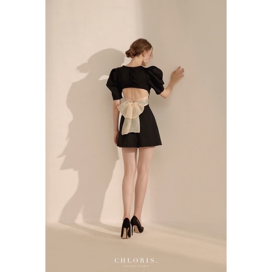 (SẴN SIZE M) Váy đầm hở lưng nơ oganza kem BOW BACK DRESS - CHLORIS STUDIO chính hãng