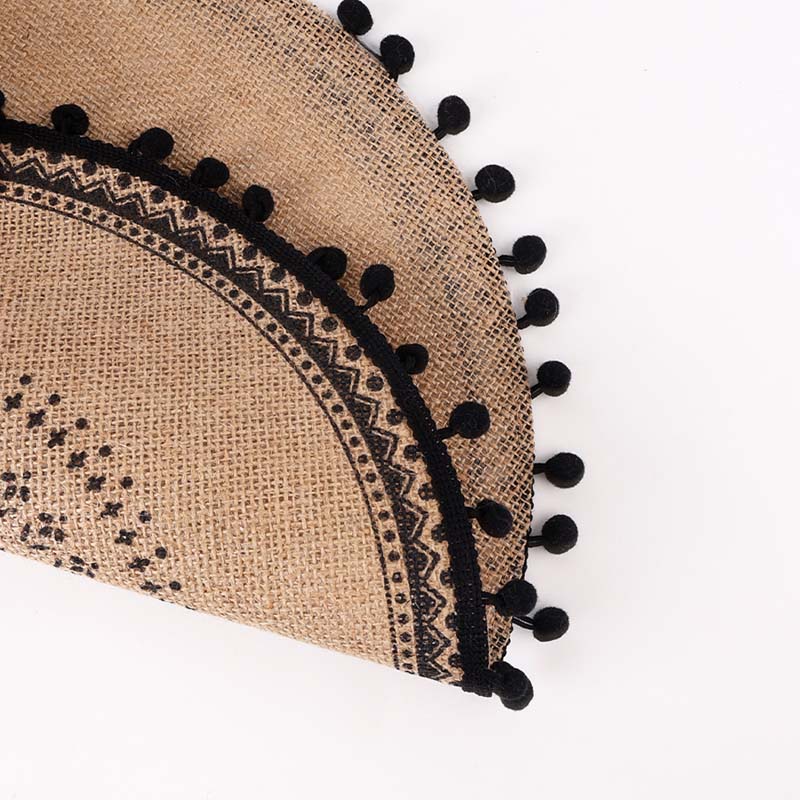 Tấm lót bàn ăn hình tròn bằng vải lanh cách nhiệt có tua rua