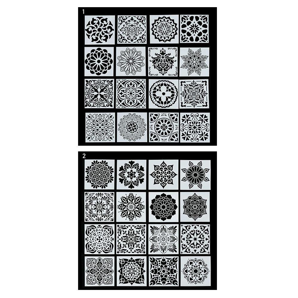 LET Set 16 Khuôn Vẽ Họa Tiết Hình Học Trang Trí Nội Thất DIY