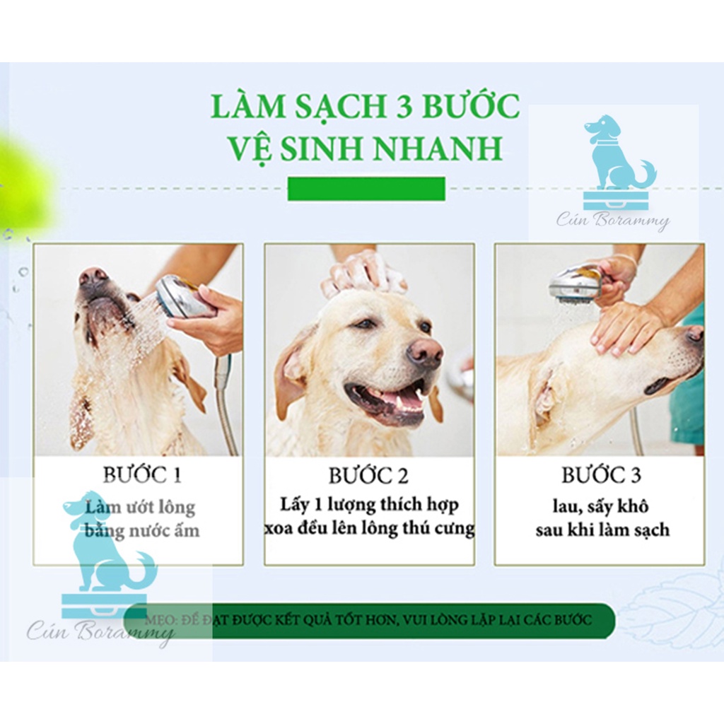 [Mã PET50 giảm 10% - tối đa 50K đơn 250K] Sữa tắm cho chó mèo BORAMMY dưỡng chất hoa hồng nuôi dưỡng lông loại 500ml