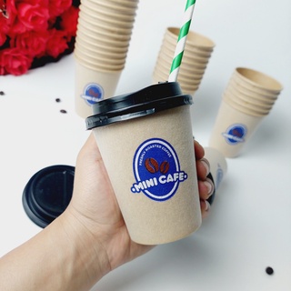 50 chiếc cốc giấy nắp đen 240ml - 8oz MINI CAFE