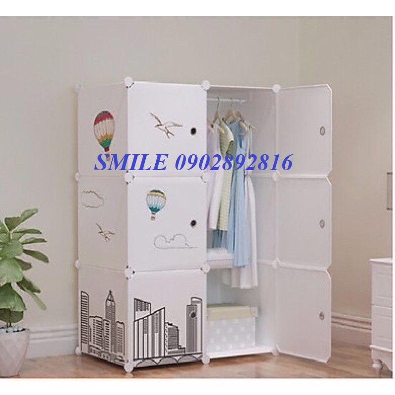 (TẶNG BÚA GỖ) TỦ NHỰA GHÉP 6Ô ĐA NĂNG ĐỰNG ĐỒ VÀ TREO ĐỒ TIỆN LỢI