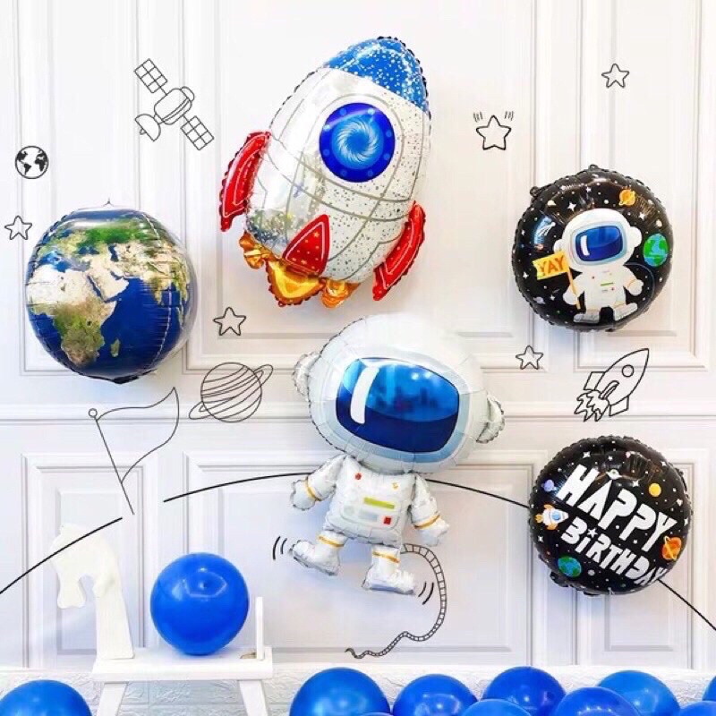 Bóng hình phi hành gia, tàu vũ trụ, máy bay,... trang trí sinh nhật cho bé trai