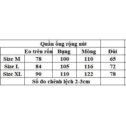 QUẦN ỐNG RỘNG CÀI CÚC . Bigsize60-90kg . Ảnh thật 100%