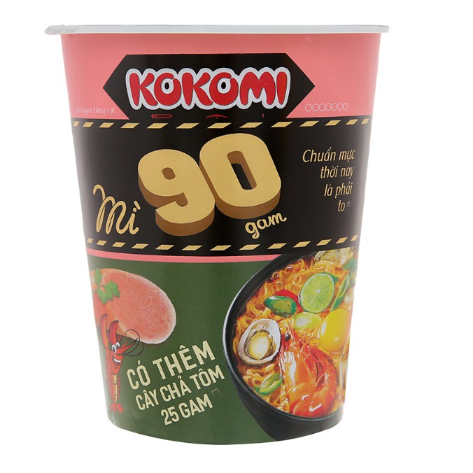 Thùng 24 ly mì Kokomi đại vị tôm chua cay 90g/ly kèm thêm cây chả tôm 25gr