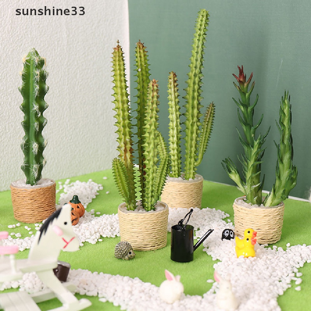 Chậu Cây Xương Rồng Giả Trang Trí Nhà Búp Bê