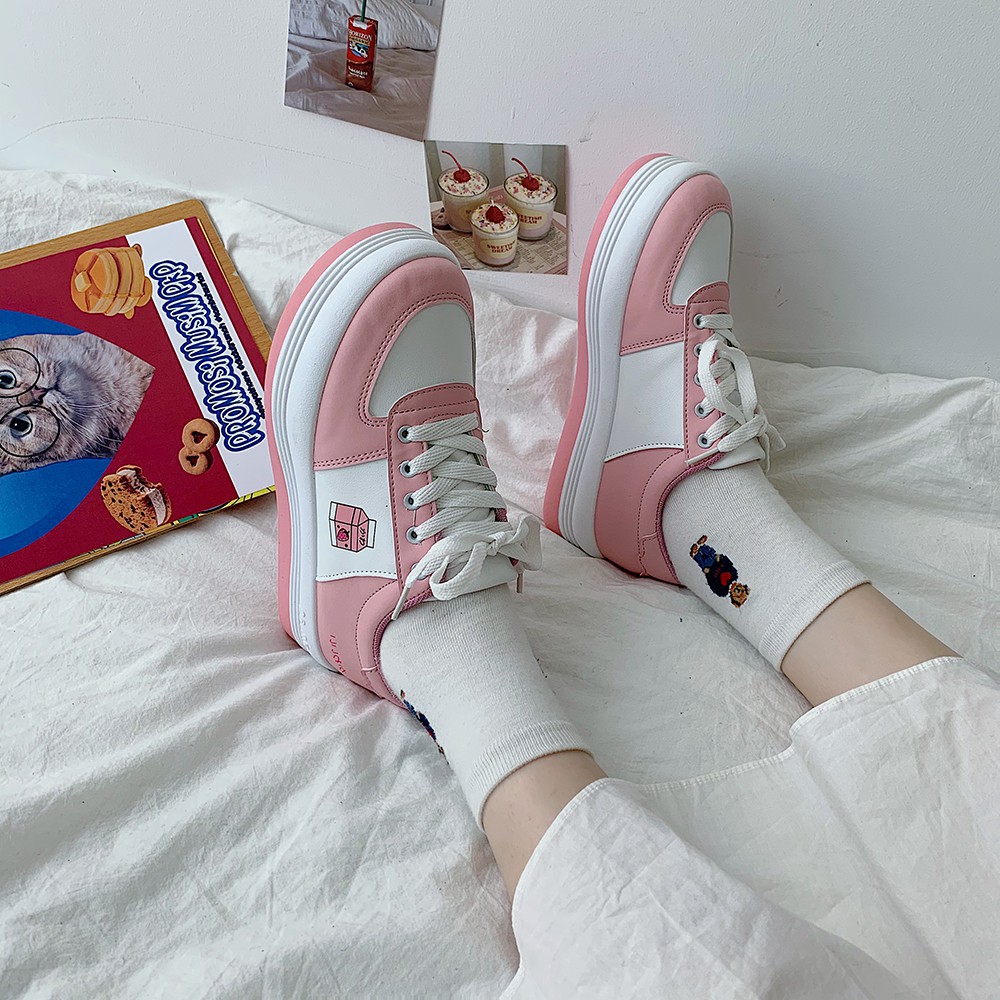 ( Sẵn Đỏ 36 ) Giày sneakers đế bánh mì Ulzzang - US262 ảnh thật ở cuối