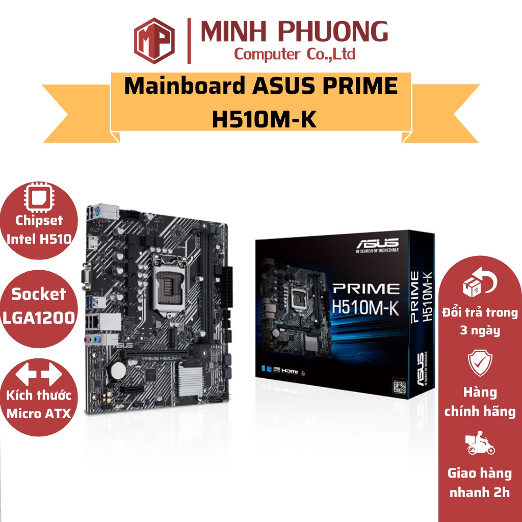 Mainboard ASUS PRIME H510M-K (Intel H510, Socket 1200, m-ATX, 2 khe Ram DDR4) | BigBuy360 - bigbuy360.vn