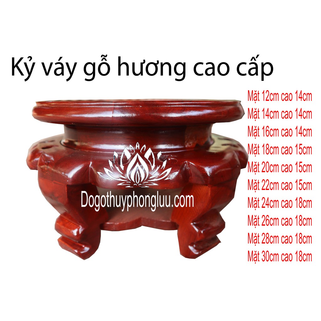 Đôn váy-Đế bát hương-Kỷ váy-Gỗ hương cao 15cm và 18cm cỡ mặt từ 12,14,16,18,20,22,24,26,28,30