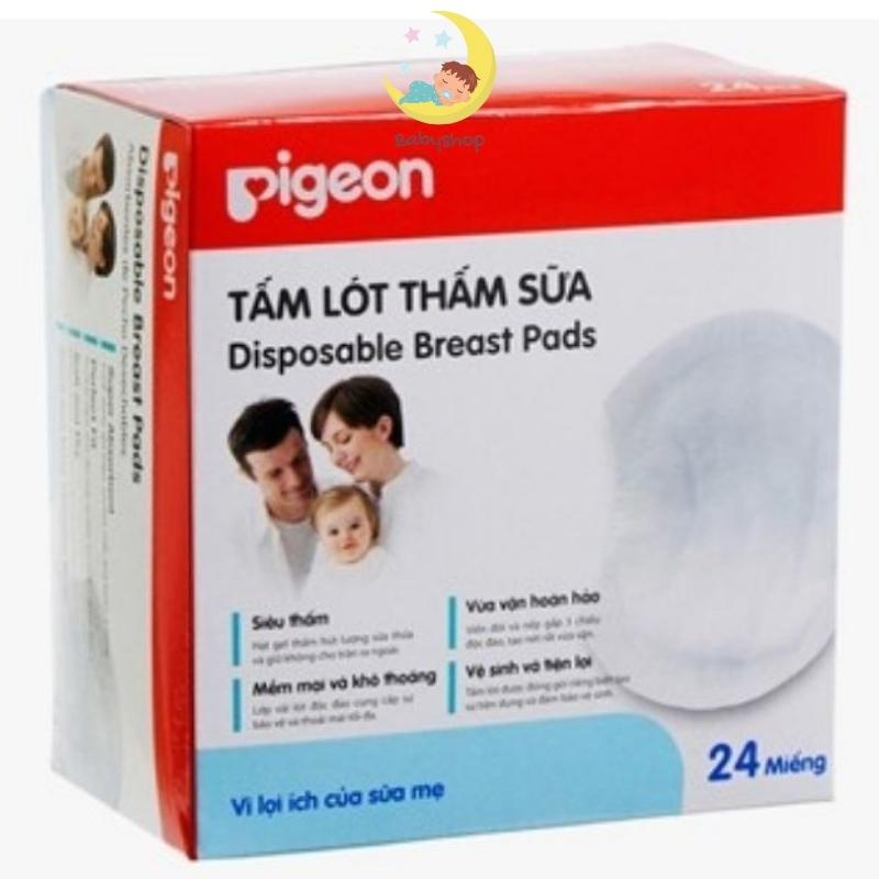 Miếng dán thấm sữa Pigeon chống thấm ngược không hóa chất, an toàn cho bé, siêu thấm, mỏng, chống tràn, hộp 24 miếng