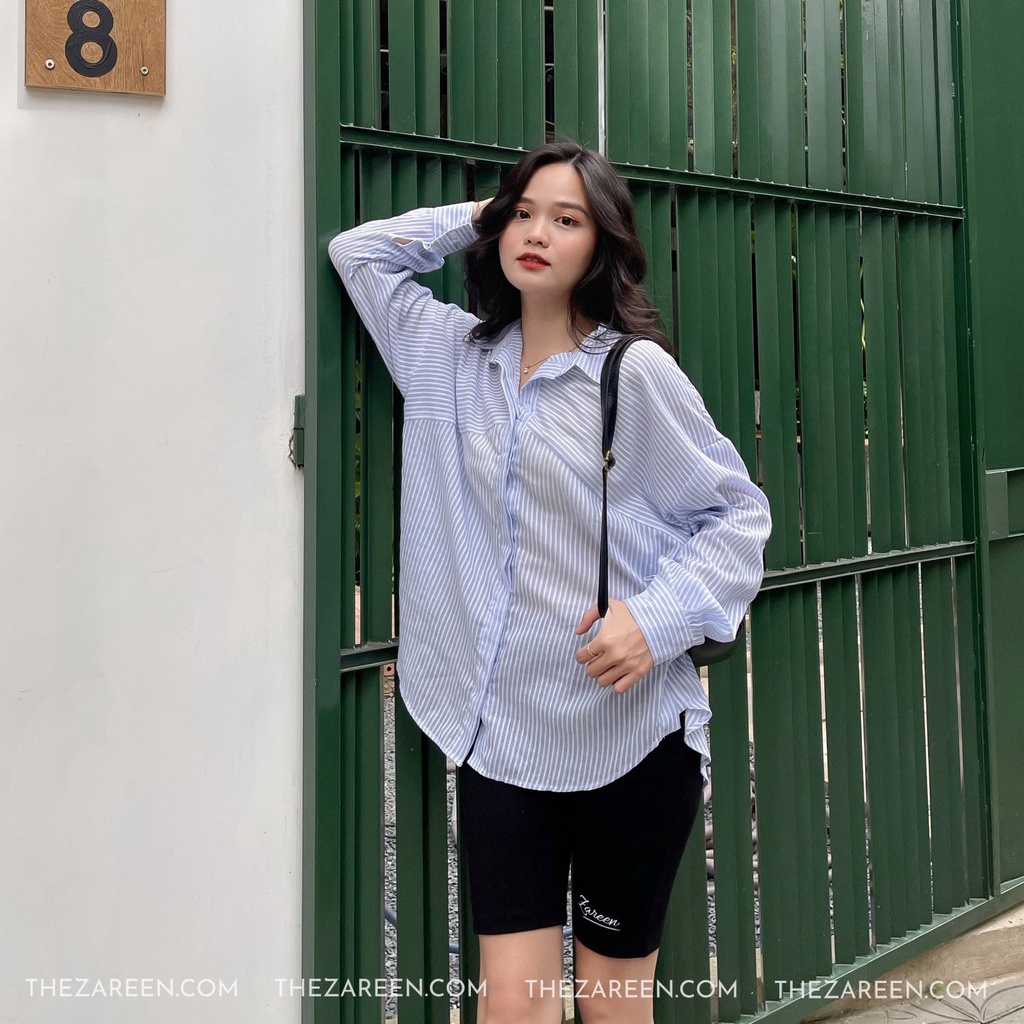ÁO SƠ MI SỌC XẺ TÀ ZAREEN SOM52 SỌC XANH DƯƠNG