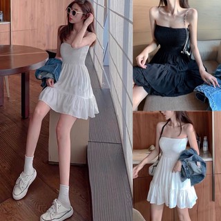 Sẵn thanh lý Váy trắng cúp ngực chân váy xoè dáng ngắn cá tính