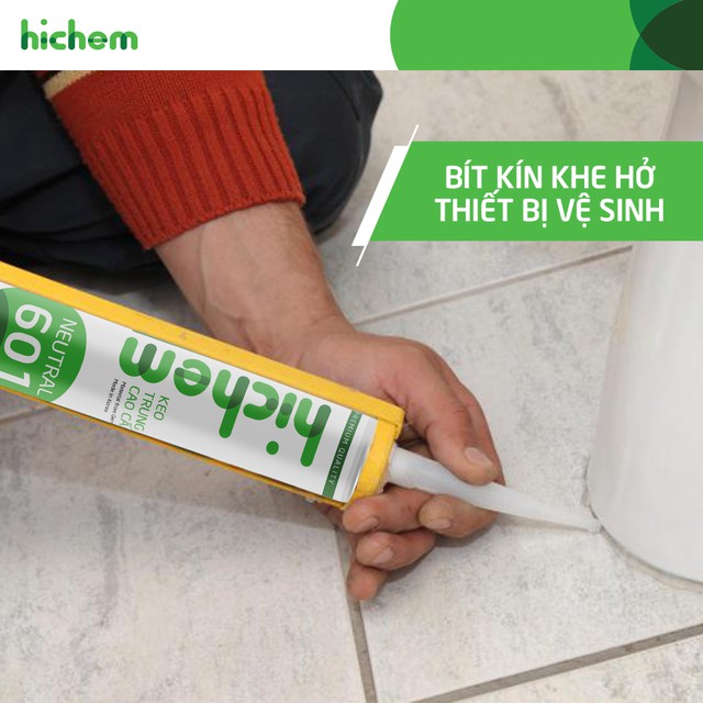 [Siêu dính] Keo Sillicon Hichem 601 Đen - Keo Trung Tính Cao Cấp Hàn Quốc- Chuyên bít kín các khe cửa nhôm kính