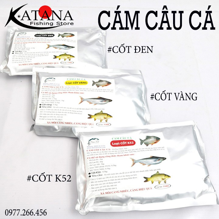 Cám Câu Cá - Cốt Vàng, Cốt Đen, Cốt K52 Bịch 500gr