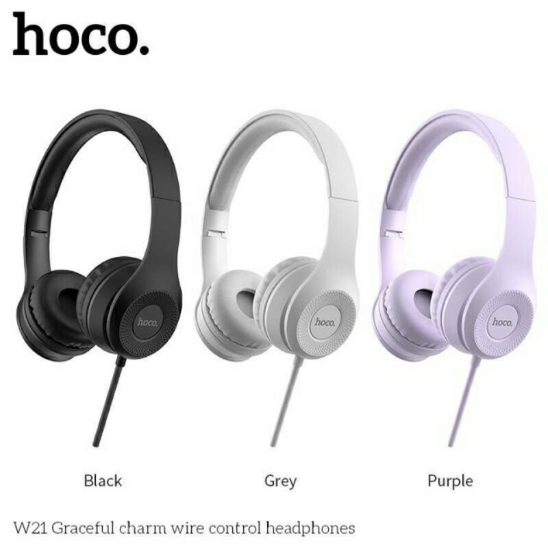 Tai nghe chụp tai thời trang Hoco W21 hỗ trợ mic đàm thoại trên laptop, điện thoại Chính Hãng