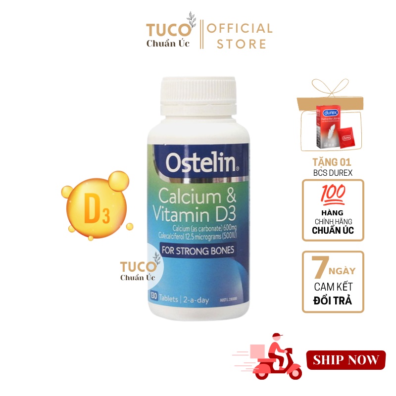 Canxi Bầu Ostelin Calcium & Vitamin D3 Úc 130V Bổ Sung Canxi, Vitamin D3 Cho Bà Bầu, Mẹ Cho Con Bú Trẻ, Em Trưởng Thành
