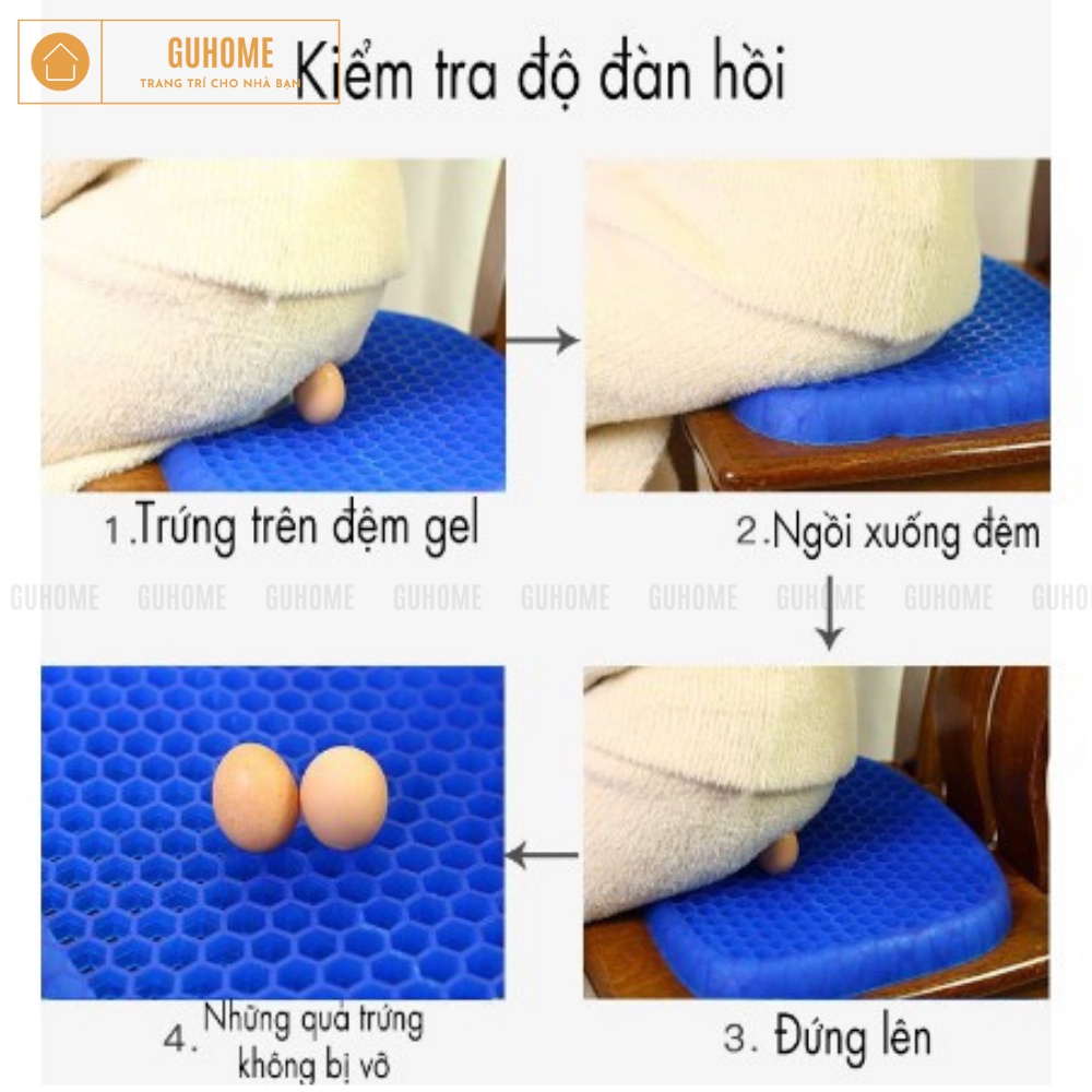 Đệm Ngồi 3D Thoáng Khí, Đệm Gel Tổ Ong Đàn Hồi Lót Ghế