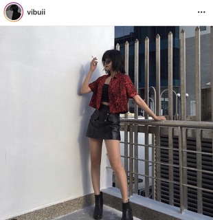 Áo sơ mi da beo ngắn