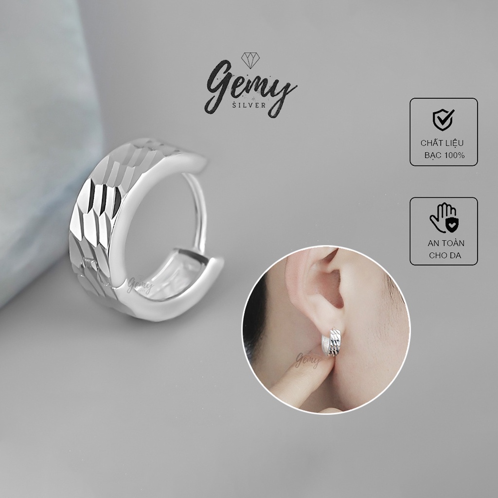 Khuyên tai nam tròn bạc nguyên chất phong cách unisex Mammatus  (1 chiếc) | GEMY SILVER KN53