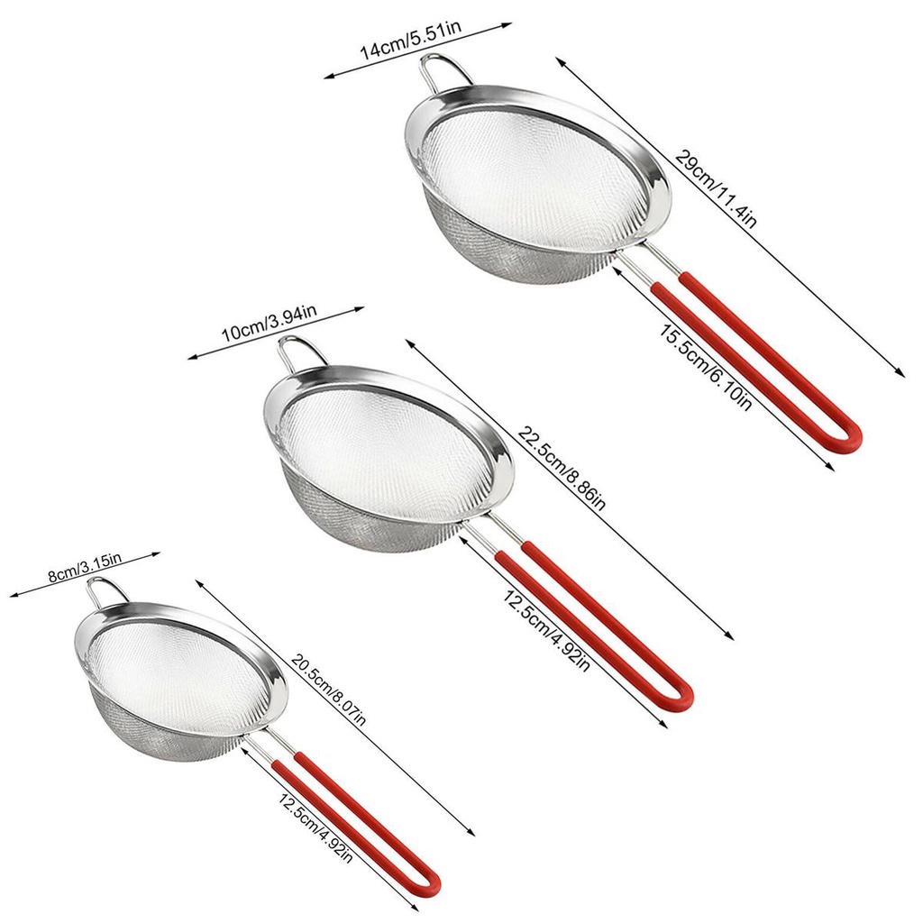 Muỗng rây bột bằng thép không gỉ có tay cầm bền bỉ tiện dụng