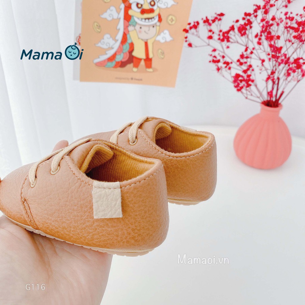 G116 Giày tập đi cho bé giày bata da nâu mềm mại êm chân đế nhựa chống trượt của Mama Ơi - Thời Trang cho bé