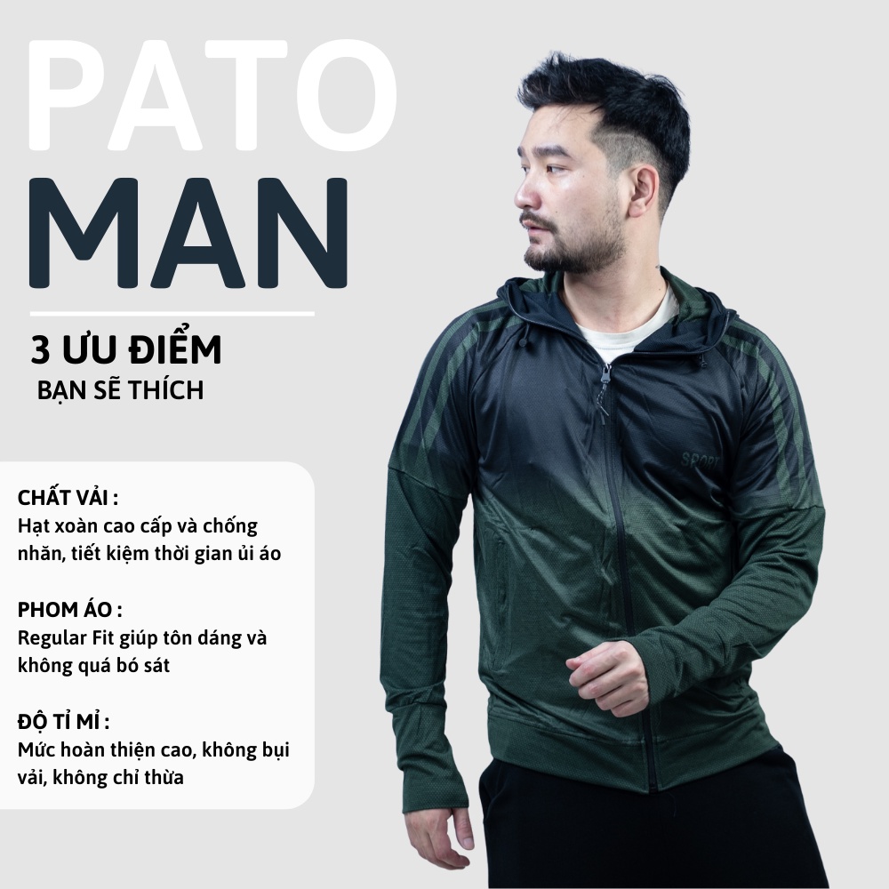 Áo chống nắng nam nữ PATO áo khoác nắng loang 3 sọc viền tay chất hạt xoàn cao cấp