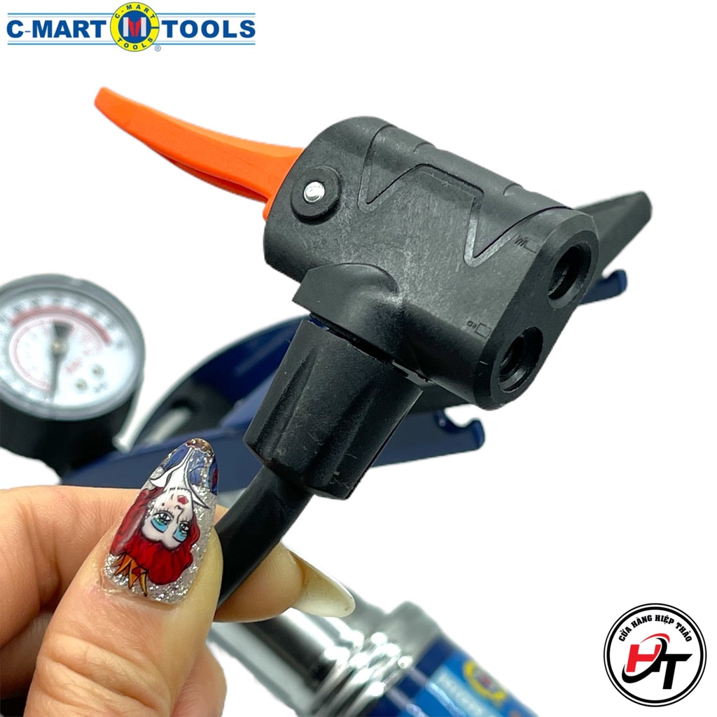 Bơm đạp chân xe máy xe đạp lốp ô tô bóng hơi 2 ống xilanh CMART L0001 BC-CM-L0001