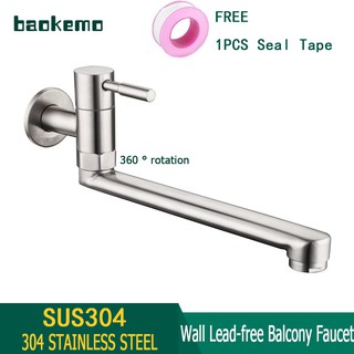 Vòi treo tường bằng thép không gỉ 304 Làm mát đơn Ban công không có vòi Ban công Vòi nước lạnh đơn