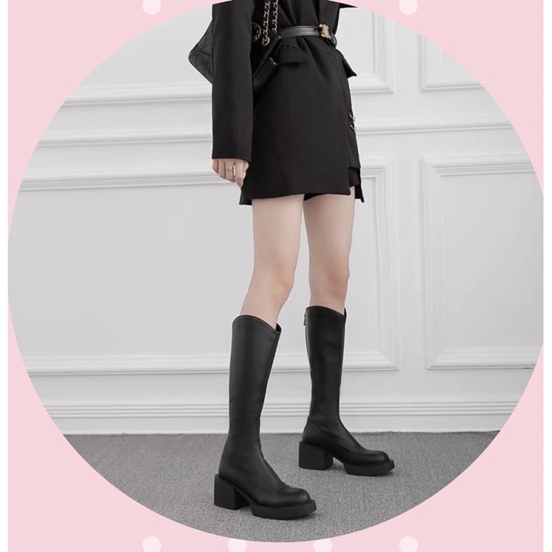 BOOT - BỐT ĐÙI CỔ V ĐẾN DÀY 6CM MŨI TRÒN CÁ TÍNH NĂNG ĐỘNG