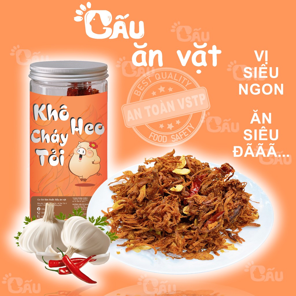 Khô heo cháy tỏi 350g Gấu ăn vặt đồng nai, vị siêu ngon ăn siêu đã - HSD 3 tháng | BigBuy360 - bigbuy360.vn