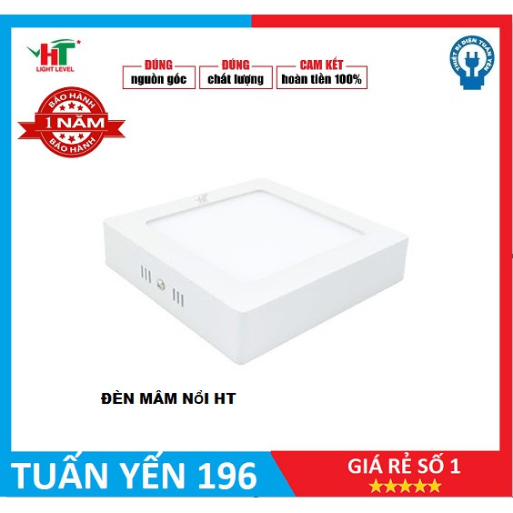 Đèn Led  Mâm Nổi HT Tròn/Vuông 12W 18W 24W Ánh Sáng Trắng/ Vàng Siêu Tiết Kiệm Điện.