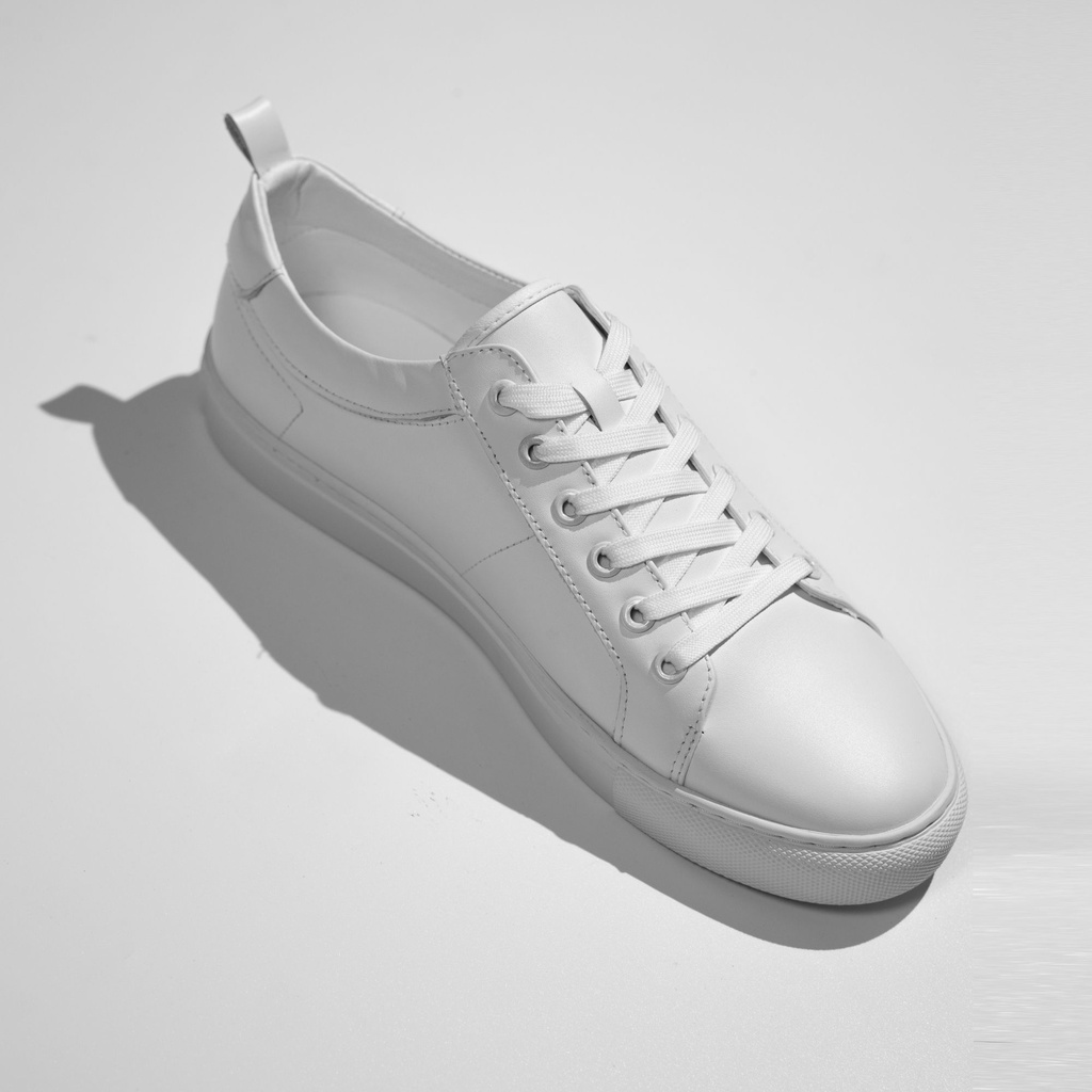 Giày thể thao trắng da bò Pure White Sneaker August chính hãng bảo hành 12 tháng
