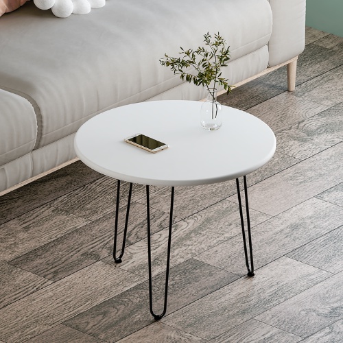Bàn trà sofa phòng khách , Bàn cafe chân thép sơn tĩnh điện mặt tròn bo viền chống nước  - GM63