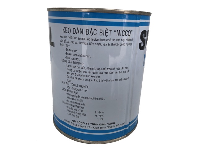 Keo dán cao su,nhựa, tấm focmica, gỗ Nicco 600ml