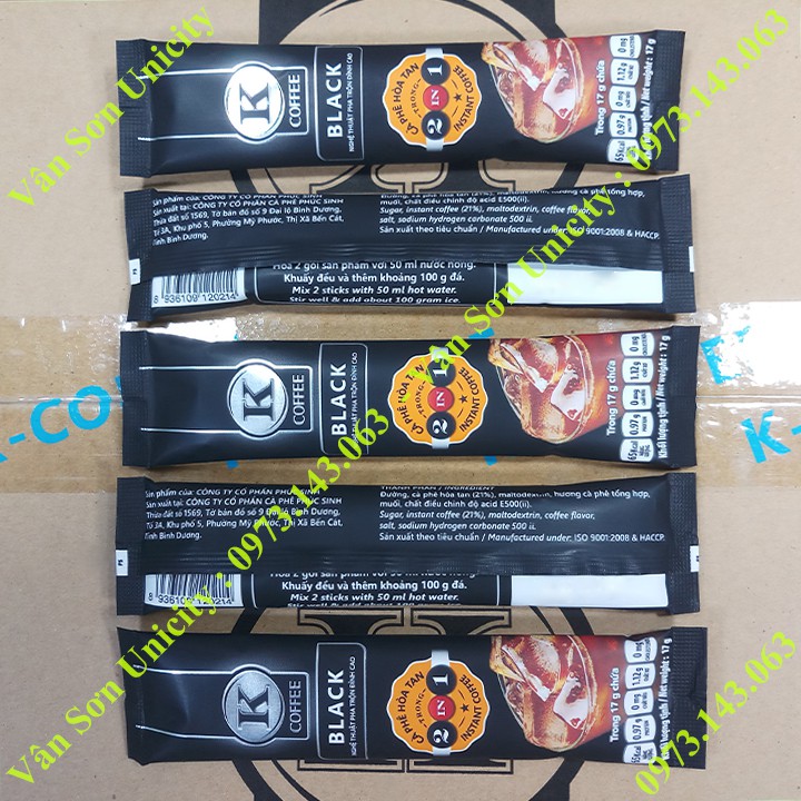 03 hộp Cà phê đen K Coffee Black Phúc Sinh Hộp 255g (15 gói dài * 17g)