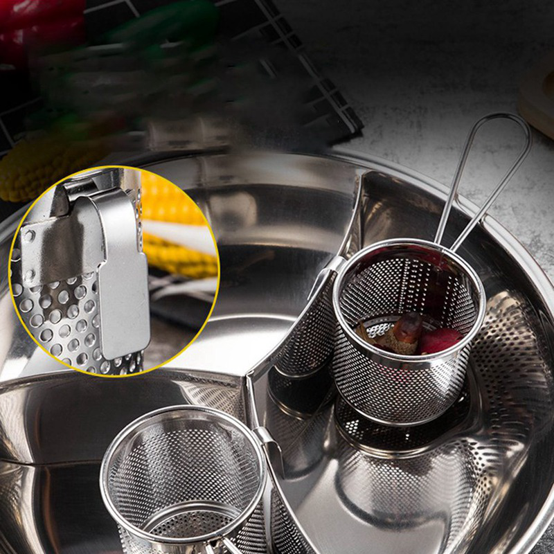 Rổ Lưới Inox Tròn Lọc Khoai Tây Chiên Ráo Nước Không Từ Tính Không Dùng Điện