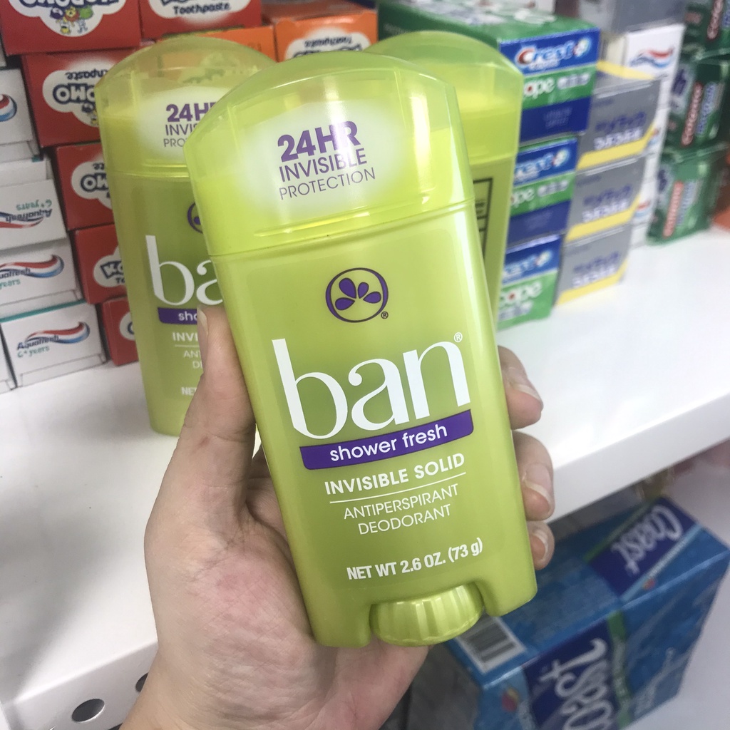 Lăn khử mùi hôi nách BAN Invisible Solid Antiperspirant Deodorant 73g (che tên)