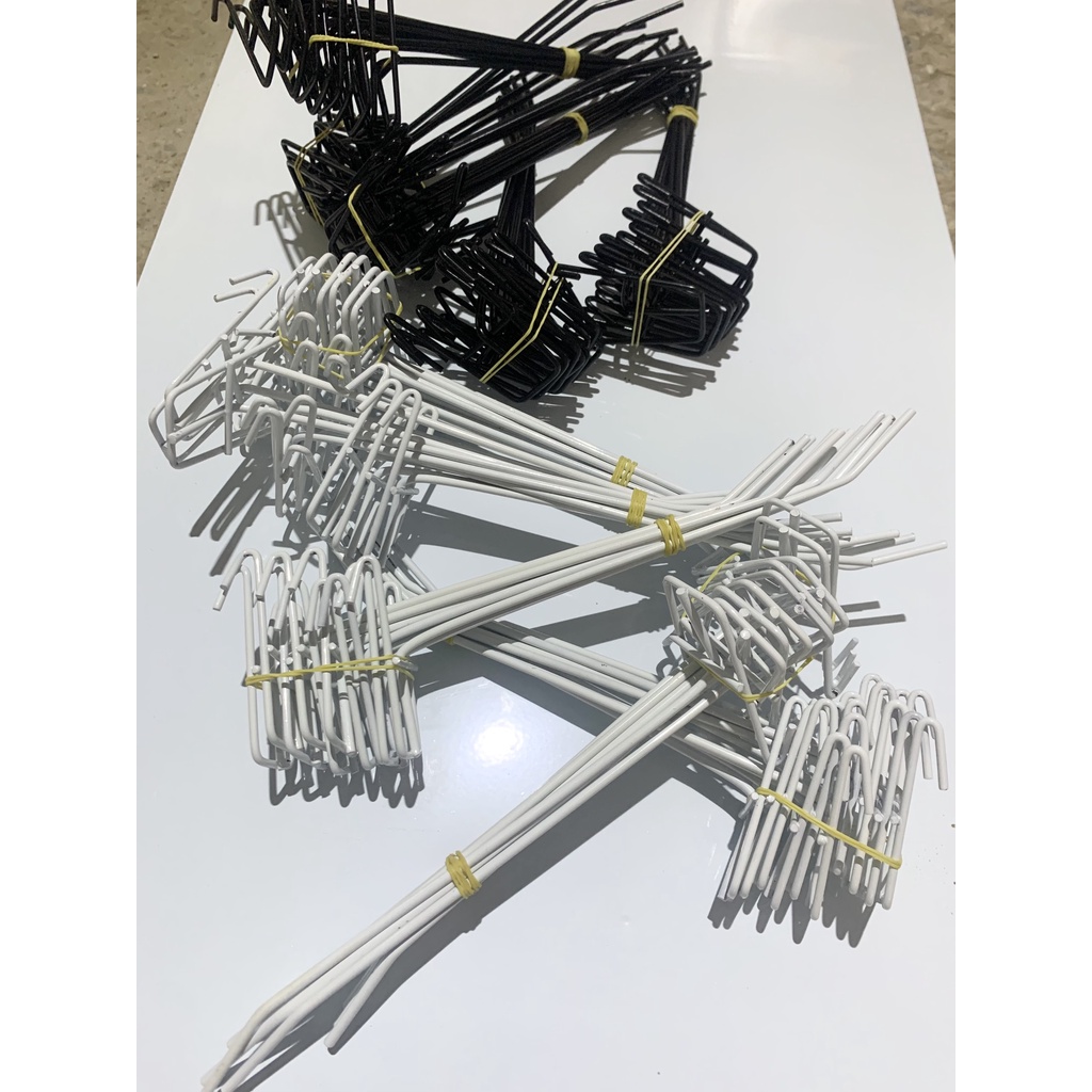 100 Móc treo đồ, Tay cài lưới sơn tĩnh điện đủ cỡ, 2 màu Trắng Đen, treo phụ kiện điện thoại, treo đồ decor