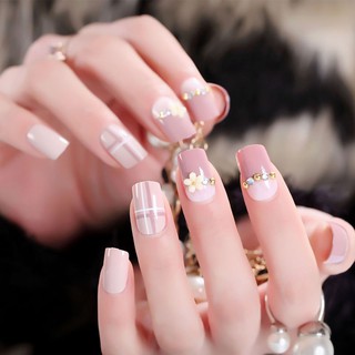 Set 24 móng tay giả trang trí đá kim cương giả sành điệu al14